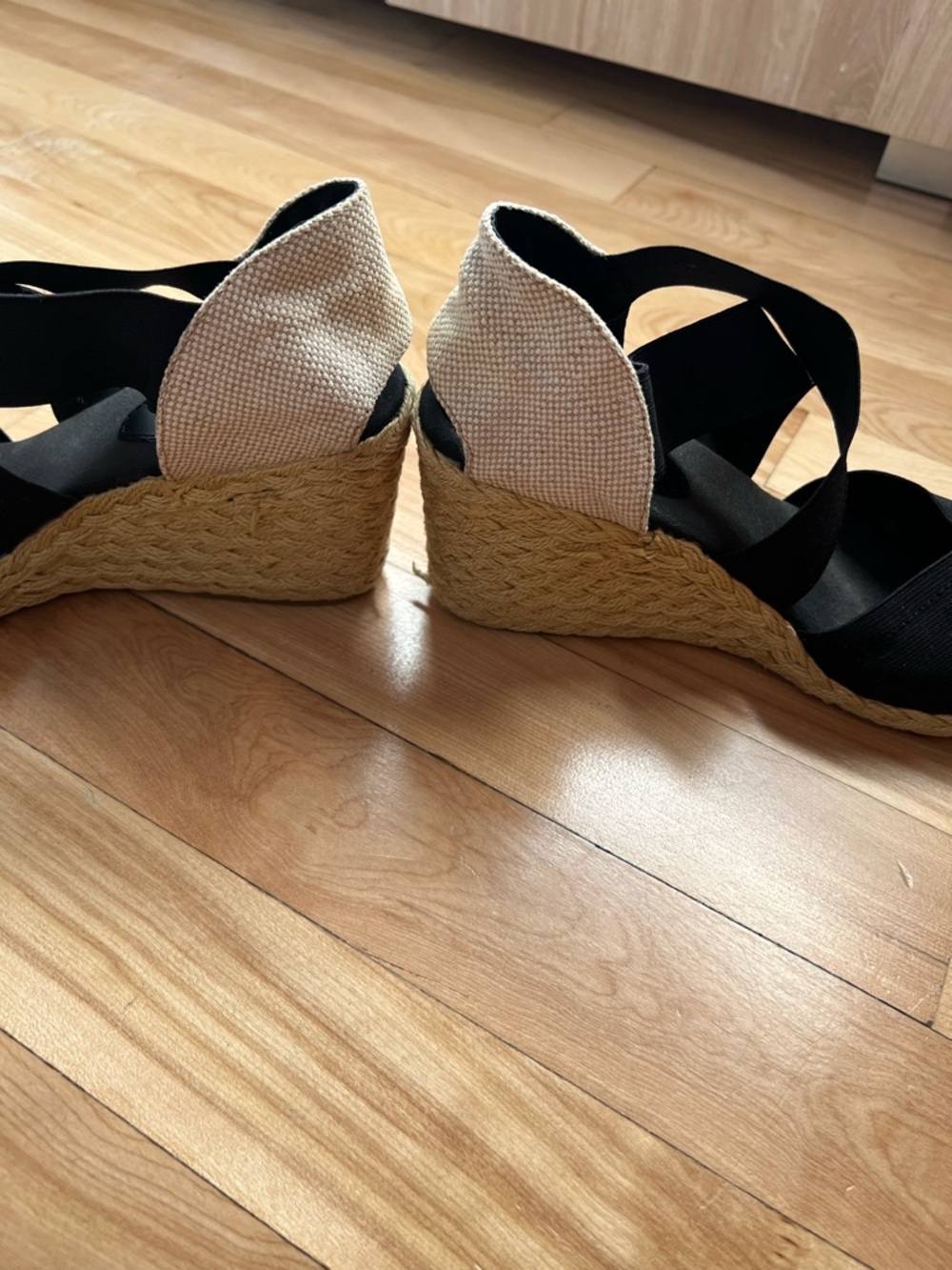 Ralph Lauren Black Espadrille Wedge with Natural Heel Size 10B - Picture 5 of 10